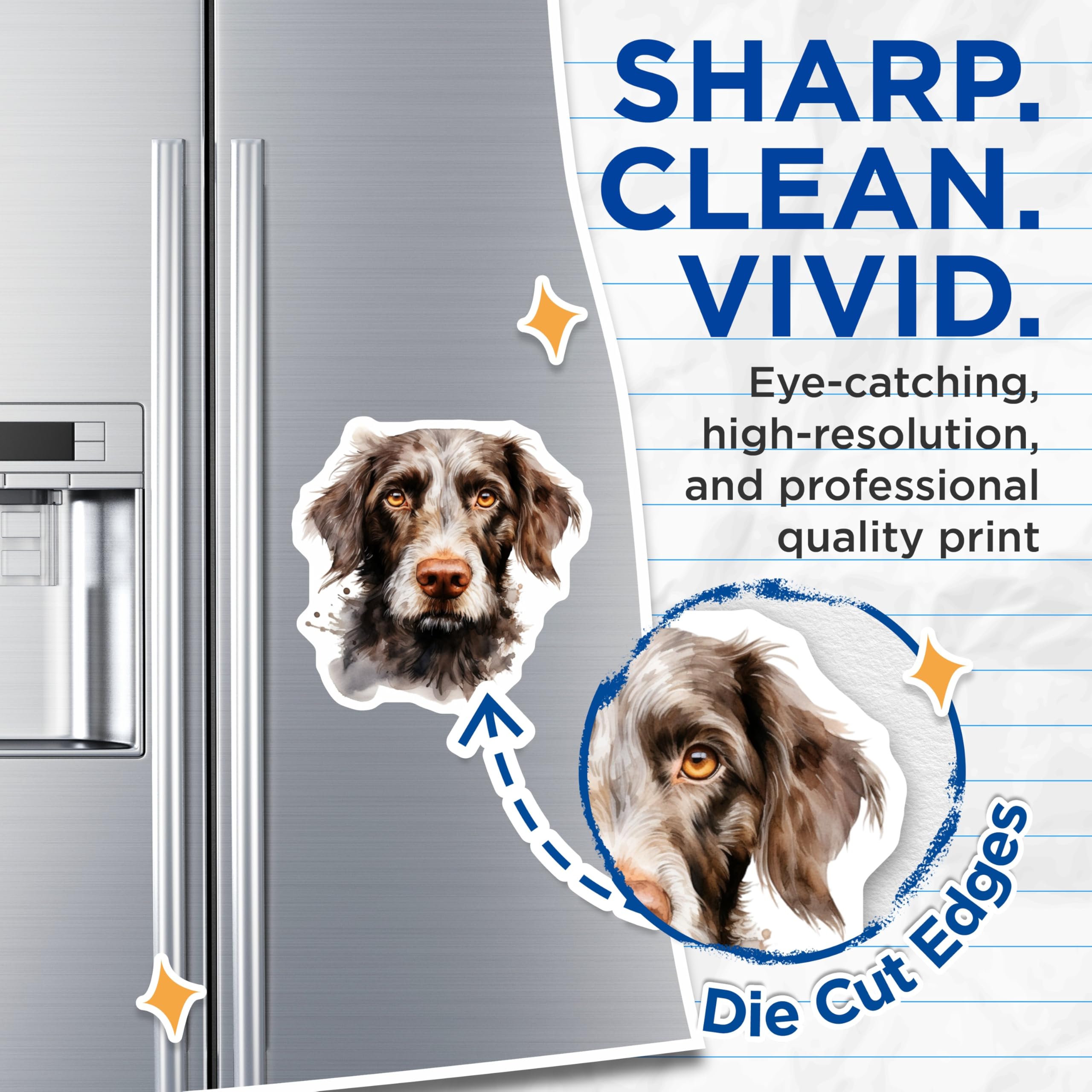 (2 Pack) German Wirehaired Pointer Magnets - Rustic Sporting Dog Art - Artistic Canine Refrigerator Decor for Pet Owners - 5 Inches On Longest Side - Thick Durable Magnet - Made in USA - MAG24917