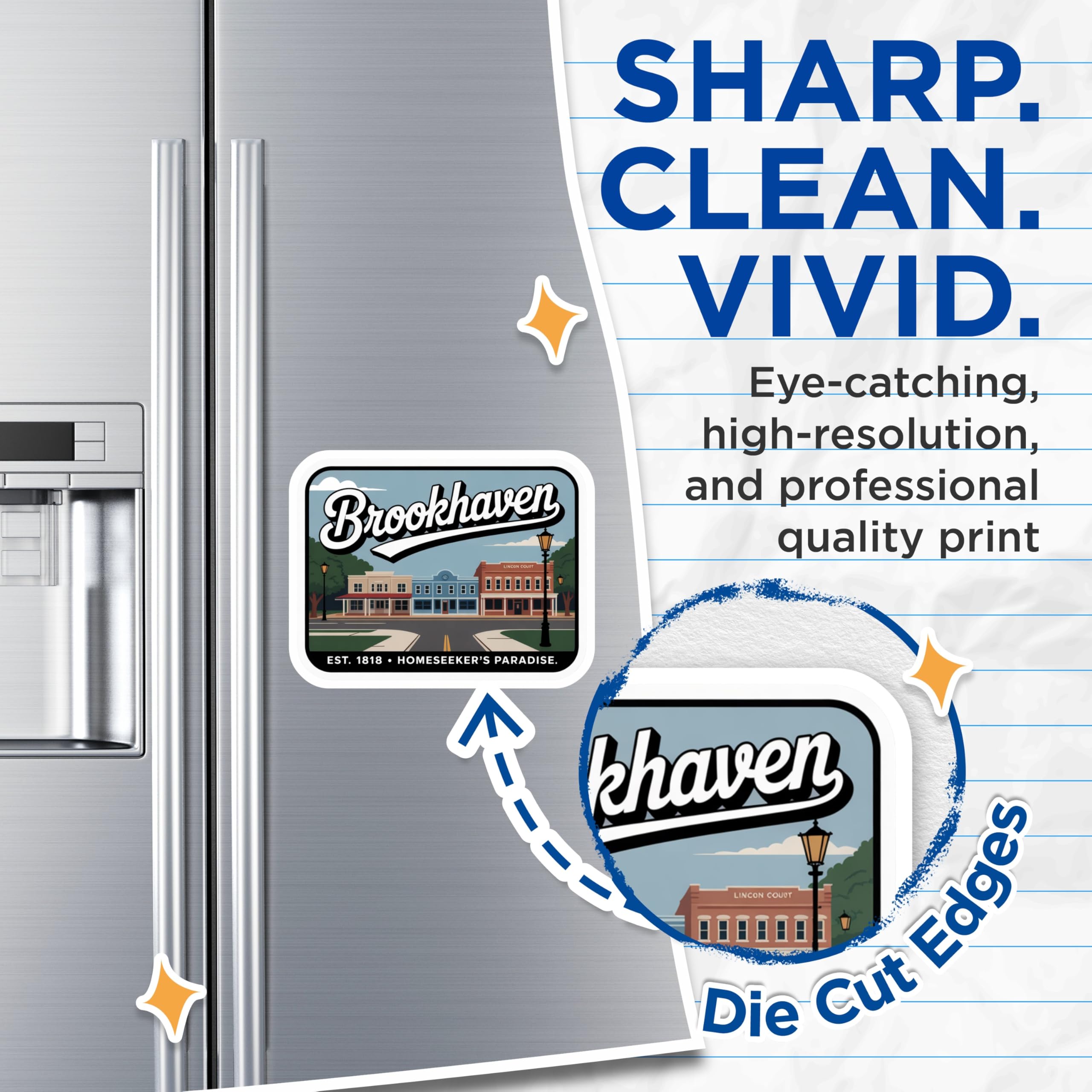 (2 Pack) Brookhaven Magnets - Mississippi Souvenir - Home Decor - 5" On Longest Side - Premium Magnet - for Cars, Refrigerators, Toolboxes, Lockers - Made in USA - MAG17445