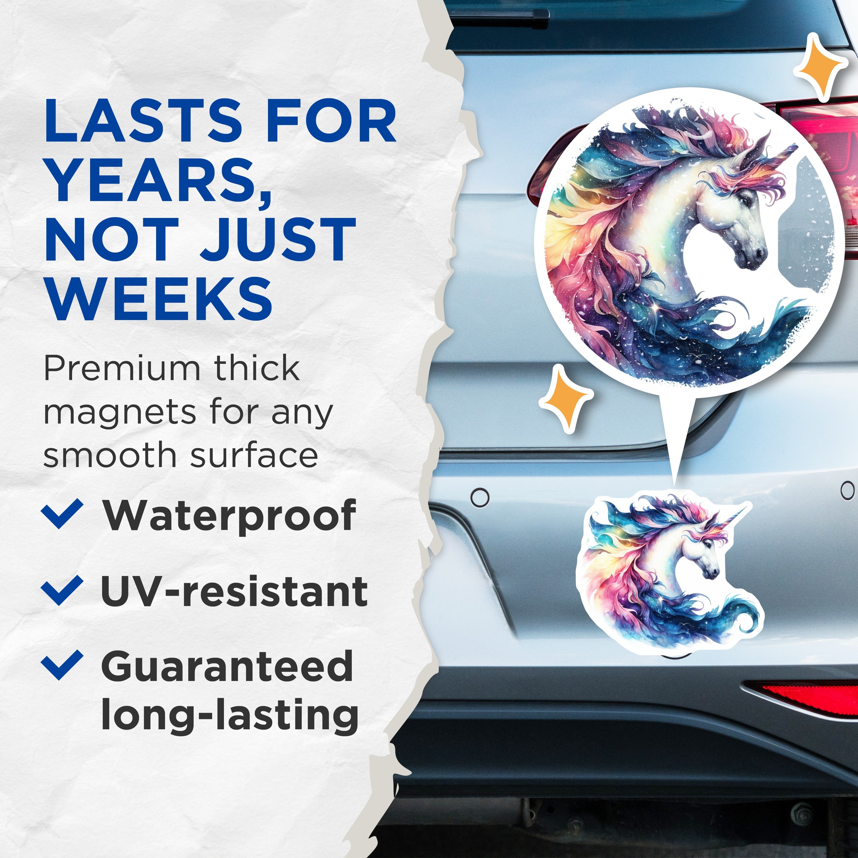 (2 Pack) Cosmic Unicorn Magnets - Watercolor Fantasy Art - Magical Creature Accent - 5 Inches On Longest Side - Thick Durable Magnet - Made in USA - MAG36593