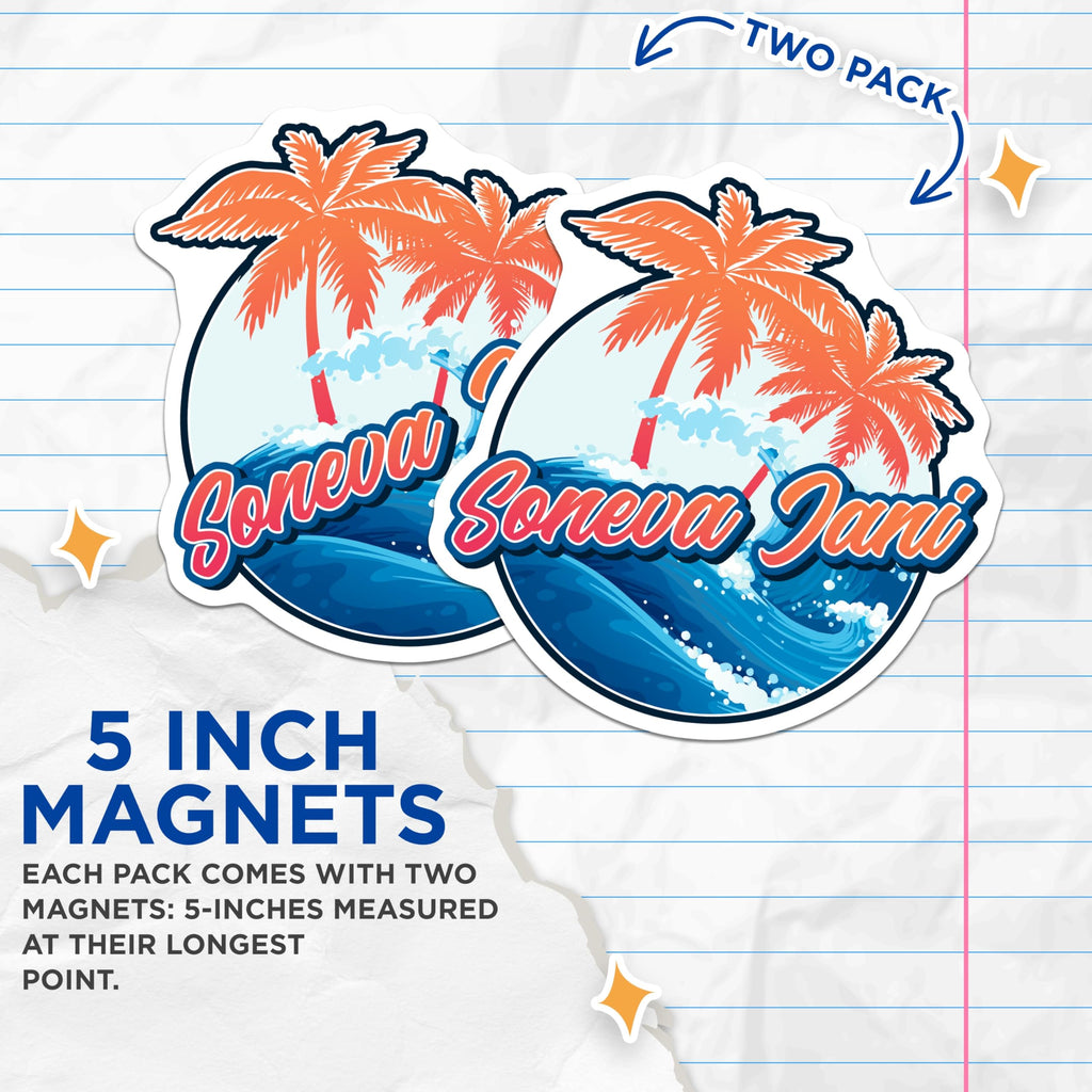 (2 Pack) Soneva Jani Magnets - Maldives Tropical Island Vacation - Beach Ocean Waves Coastal Art Decor - 5 Inches On Longest Side - Thick Durable Magnet - Made in USA - MAG19334