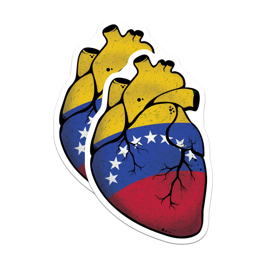 (2 Pack) Venezuela Flag Heart Magnets - Patriotic Decor - Country Pride Souvenir - 5" On Longest Side - Premium Magnet - for Cars, Refrigerators, Toolboxes, Lockers - Made in USA - MAG17446