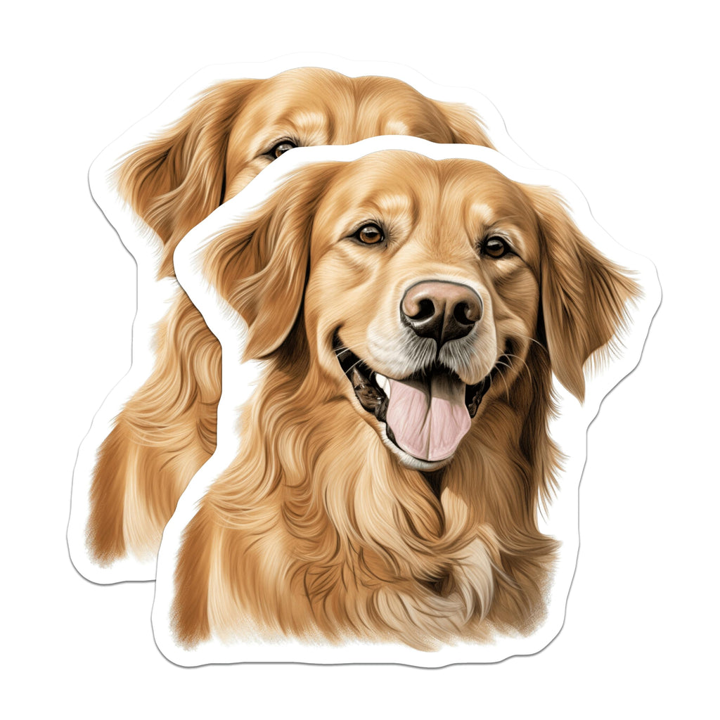 (2 Pack) Golden Retriever Magnets - Happy Dog Breed Decor - Pet Lover Fridge Accessory - Animal Art Locker Decal - 5 Inches On Longest Side - Thick Durable Magnet - Made in USA - MAG29218