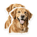 (2 Pack) Golden Retriever Magnets - Happy Dog Breed Decor - Pet Lover Fridge Accessory - Animal Art Locker Decal - 5 Inches On Longest Side - Thick Durable Magnet - Made in USA - MAG29218