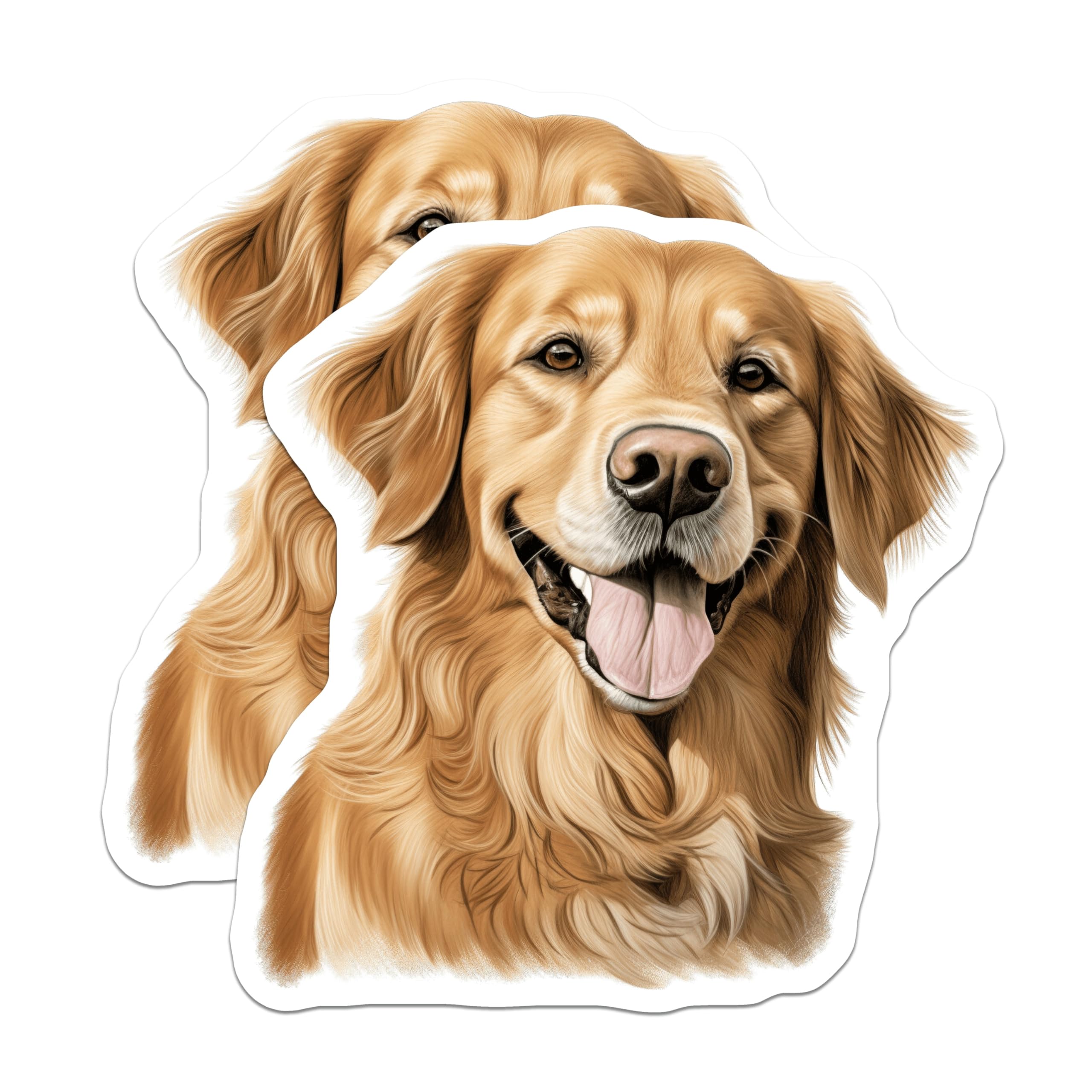 (2 Pack) Golden Retriever Magnets - Happy Dog Breed Decor - Pet Lover Fridge Accessory - Animal Art Locker Decal - 5 Inches On Longest Side - Thick Durable Magnet - Made in USA - MAG29218