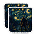 (2 Pack) Bigfoot Magnets - Starry Night Sasquatch Art - Van Gogh Style Cryptid Decor - Mysterious Forest Scene Magnets - 5 Inches On Longest Side - Thick Durable Magnet - Made in USA - MAG21893