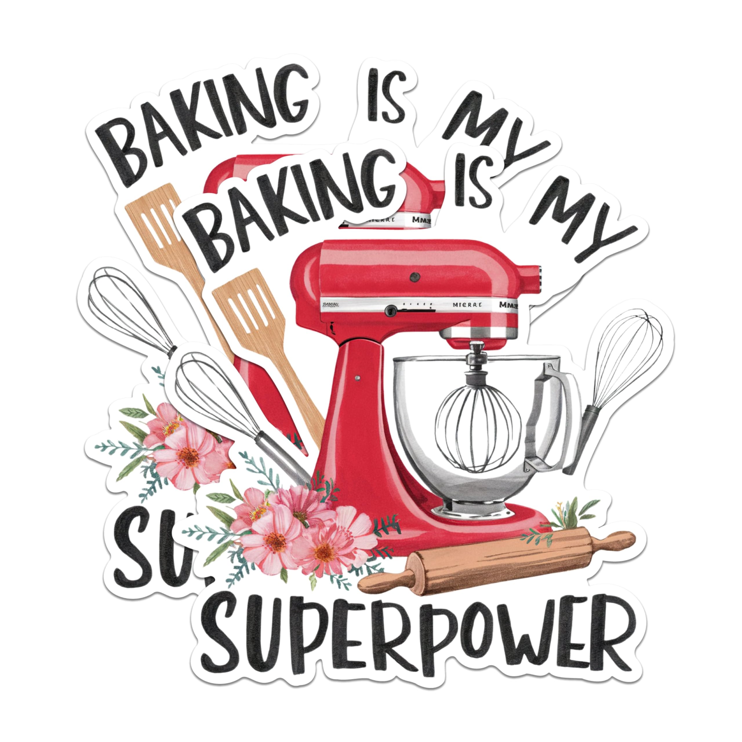 (2 Pack) Baking is My Superpower Magnets - Funny Kitchen Magnets - Cute Mixer Quote Magnets - Bakery Theme Magnets- 5" On Longest Side - for Fridges, Toolboxes, Cars - Made in USA - MAG2848
