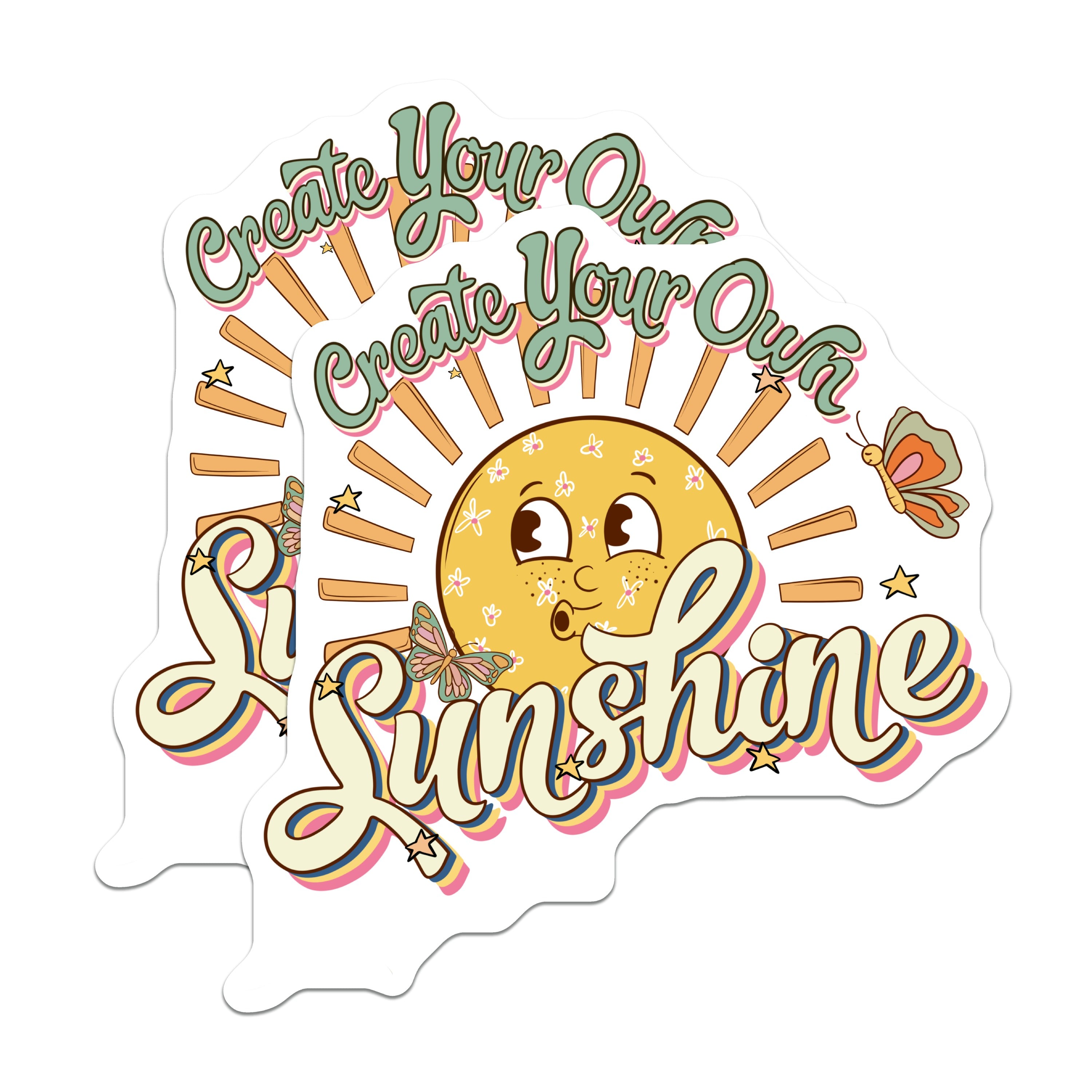 (2 Pack) Create Your Own Sunshine Magnets - Retro 70s Aesthetic - Inspirational Sun Decor - Boho Good Vibes - 5 Inches On Longest Side - Thick Durable Magnet - Made in USA - MAG39666