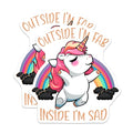 (2 Pack) Cute Unicorn Magnets - Funny Quotes - Rainbow Cartoon Decor for Kids - Inside I'm Sad - 5" On Longest Side - for Cars, Fridges, Toolboxes - Made in USA - MAG7803