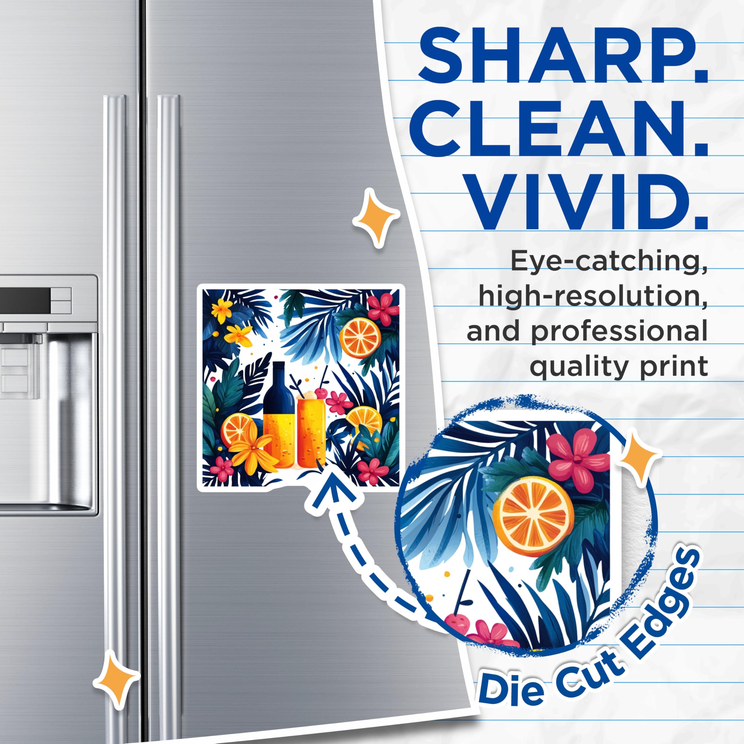 (2 Pack) Tropical Cocktail Magnets - Summer Drink Decor - Island Vibe Kitchen Art - 5 Inches On Longest Side - Thick Durable Magnet - Made in USA - MAG28947