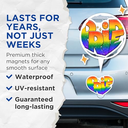 (2 Pack) Pride Magnets - LGBTQ+ Pride - 5" On Longest Side - for Cars, Fridges, Toolboxes - Made in USA - MAG8288