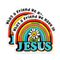 (2 Pack) Retro Jesus Stickers - Rainbow Jesus Stickers - Religious Quotes Stickers - 5" On Longest Side - Sticks to Any Smooth Flat Surface - Made in USA - BMCS3116