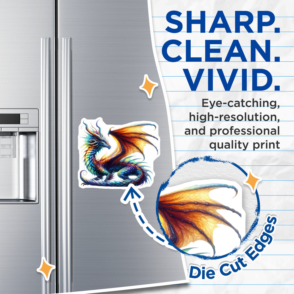 (2 Pack) Rainbow Dragon Magnets - Fantasy Art Decor - Mythical Creature Display - Vibrant Fridge Locker Magnets - 5 Inches On Longest Side - Thick Durable Magnet - Made in USA - MAG36020