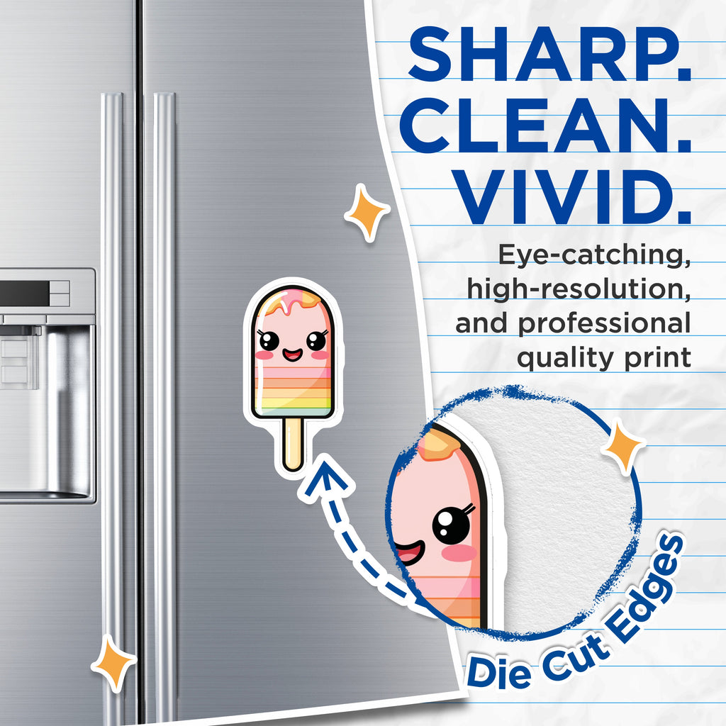 (2 Pack) Kawaii Popsicle Magnets - Rainbow Ice Pop - Cute Fridge Decor - 5 Inches On Longest Side - Thick Durable Magnet - Made in USA - MAG38395