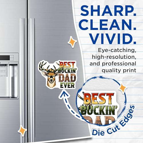 (2 Pack) Best Buckin Dad Ever Magnets - Funny Deer Hunting Gift - Hunter Decor for Dad - 5" On Longest Side - for Cars, Fridges, Toolboxes - Made in USA - MAG7481