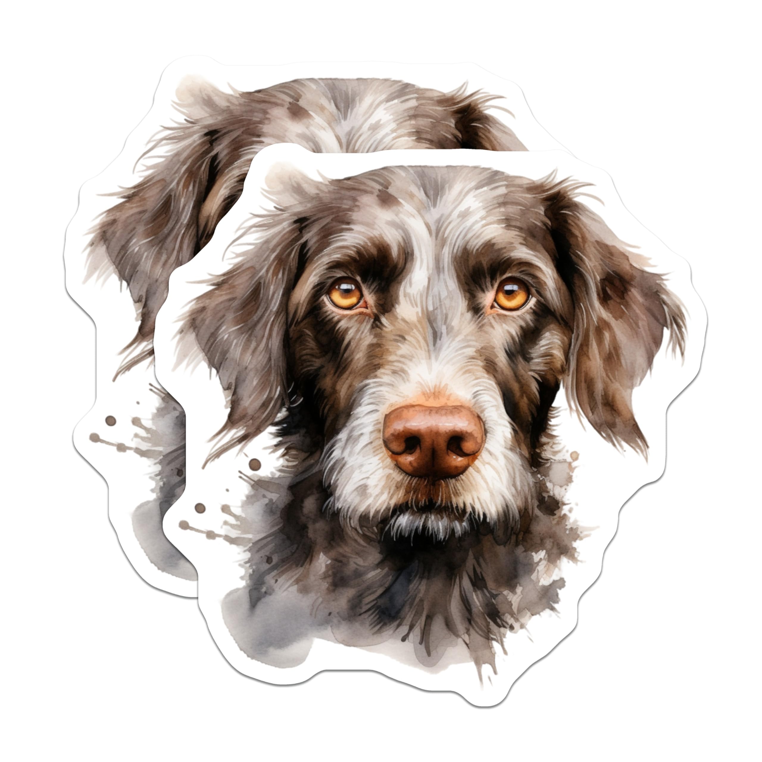 (2 Pack) German Wirehaired Pointer Magnets - Rustic Sporting Dog Art - Artistic Canine Refrigerator Decor for Pet Owners - 5 Inches On Longest Side - Thick Durable Magnet - Made in USA - MAG24917