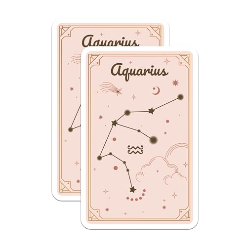 (2 Pack) Aquarius Zodiac Constellation Stickers - Astrology Star Sign - Horoscope Art - 5" On Longest Side - Sticks to Smooth Flat Surfaces - Made in USA - BMCS9589