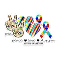 (2 Pack) Peace Love Autism Magnets - Awareness Ribbon Magnets - Heart Magnets for Autism Awareness- 5" On Longest Side - for Fridges, Toolboxes, Cars - Made in USA - MAG2847