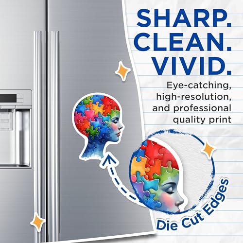 (2 Pack) Puzzle Piece Brain Art Magnets - Artistic Home Decor - Educational Enthusiast Magnets - 5" On Longest Side - for Cars, Fridges, Toolboxes - Made in USA - MAG6966