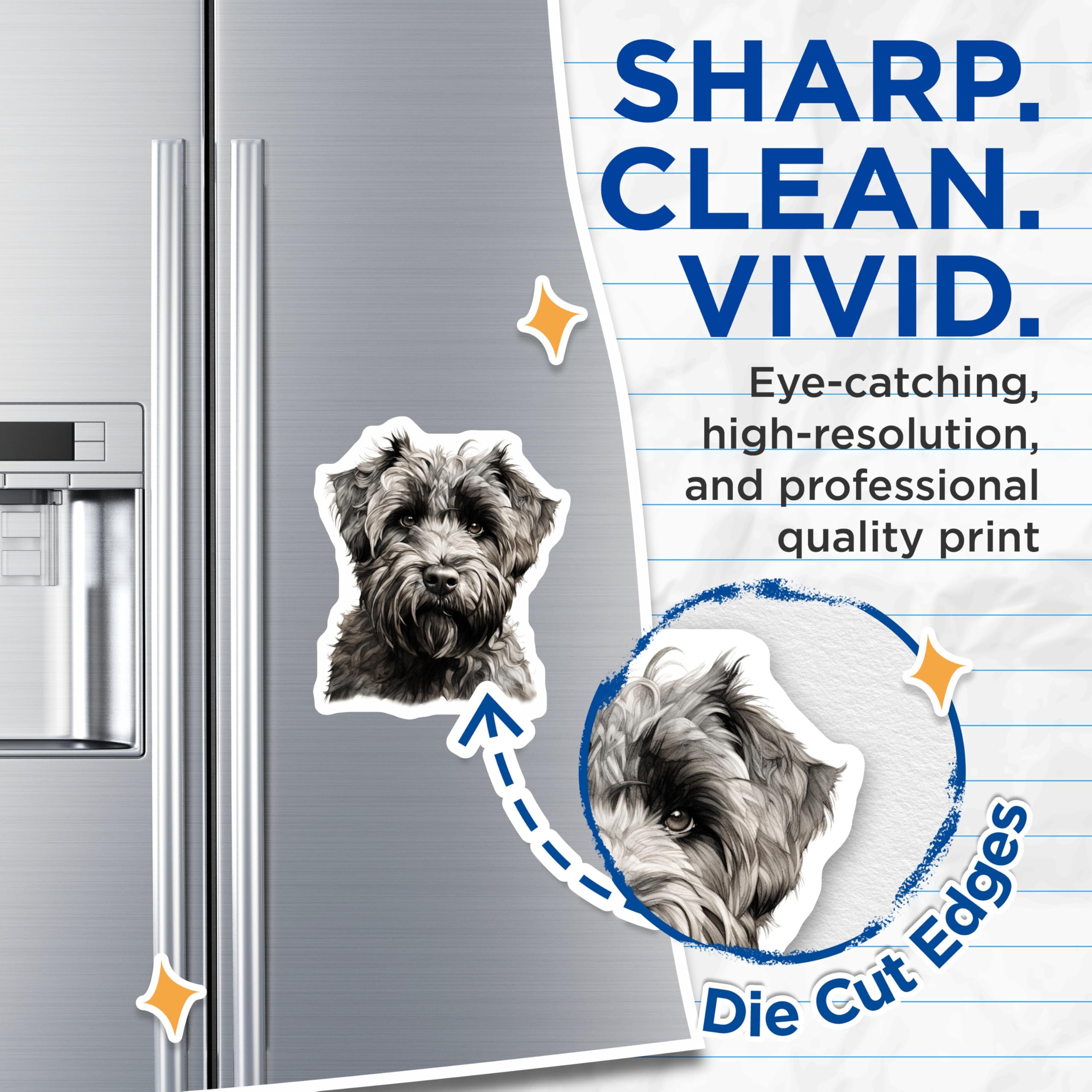 (2 Pack) Schnauzer Dog Magnets - Realistic Pet Portrait Fridge Magnets - Dog Lover Decor - 5 Inches On Longest Side - Thick Durable Magnet - Made in USA - MAG25780