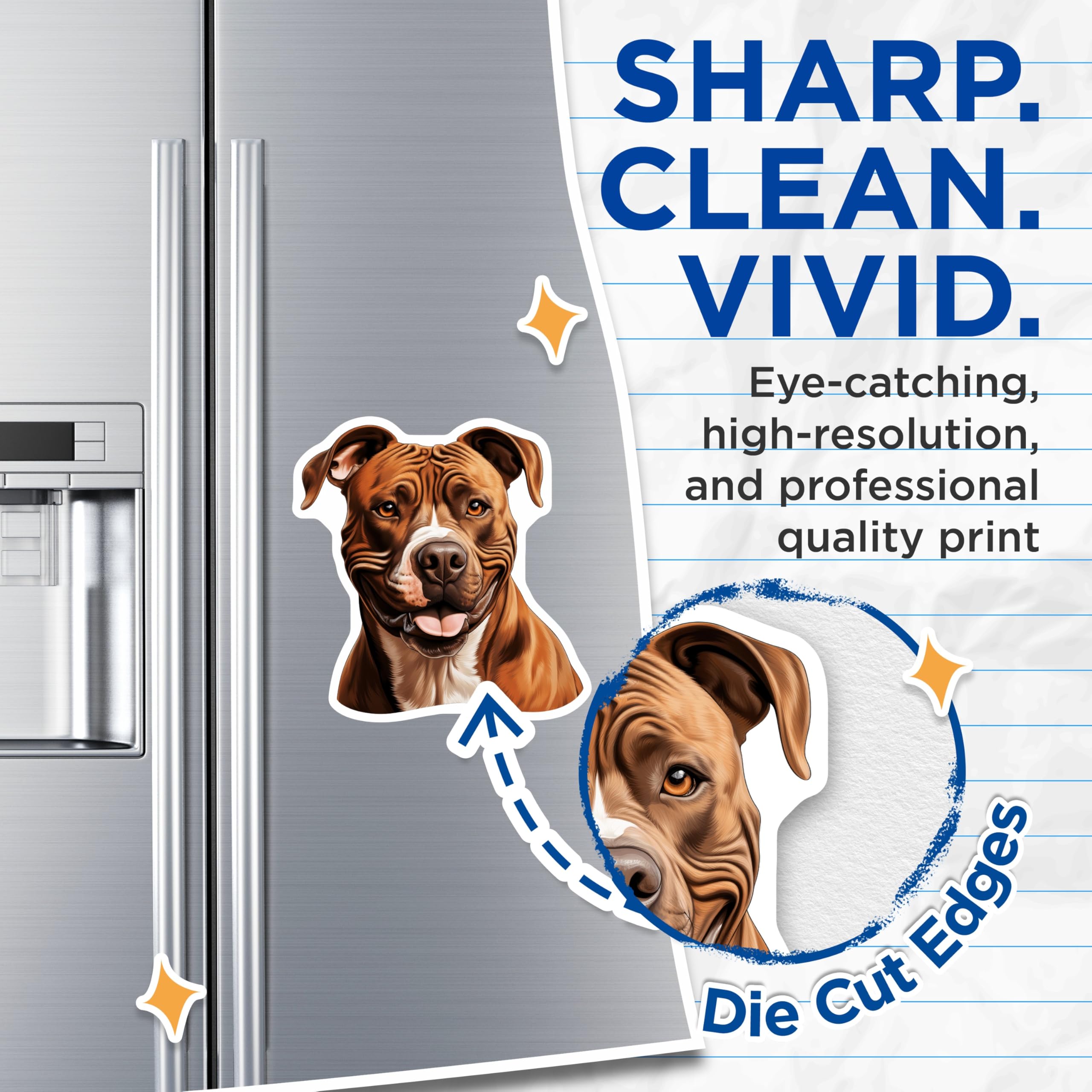 (2 Pack) Pitbull Magnets - Happy Pitbull Decor - Dog Lover Accessories for Pet Owners - 5 Inches On Longest Side - Thick Durable Magnet - Made in USA - MAG26987
