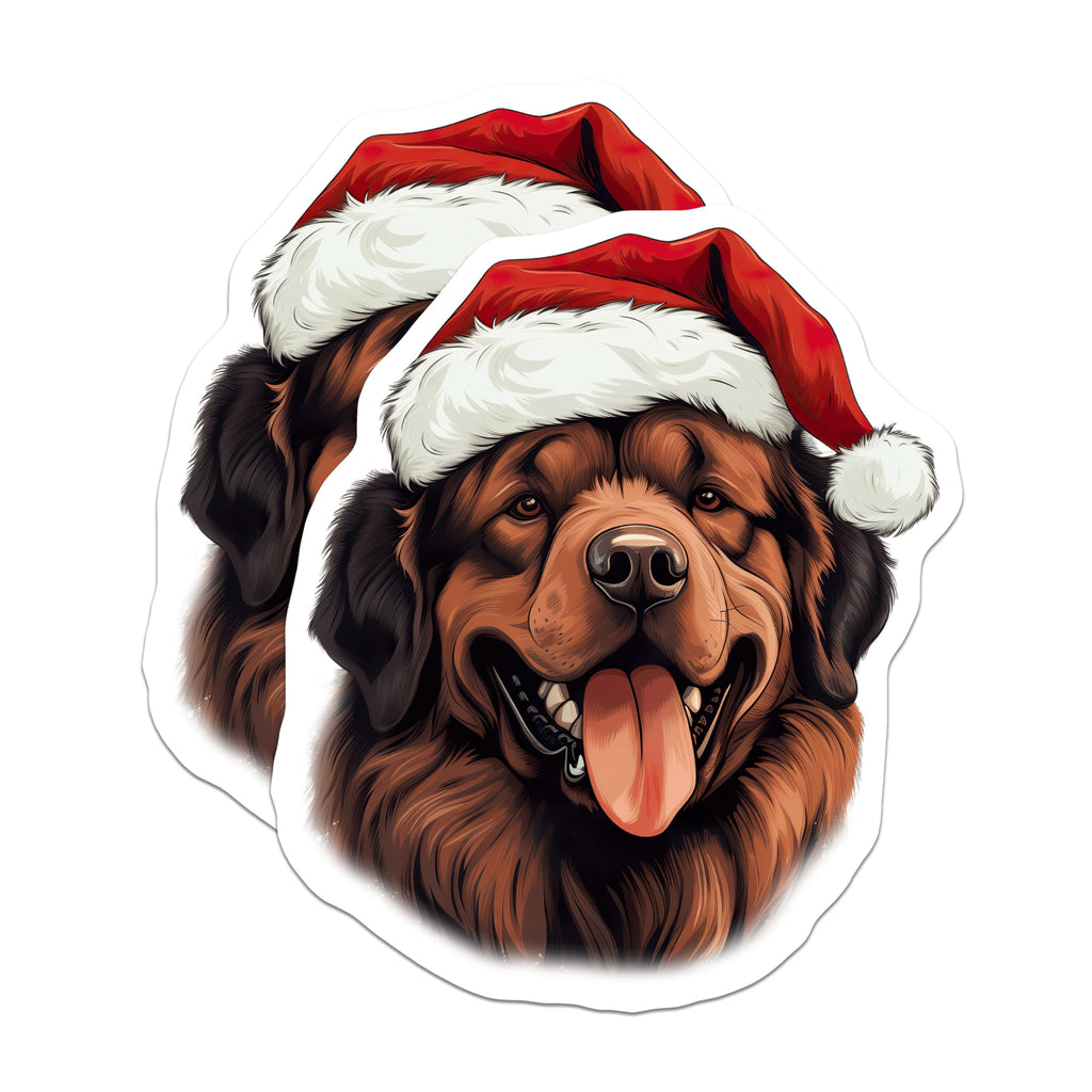 (2 Pack) Christmas Dog Magnets - Santa Hat Mastiff Holiday Decor - Pet Lover Festive Fridge Accessories - 5 Inches On Longest Side - Thick Durable Magnet - Made in USA - MAG25930