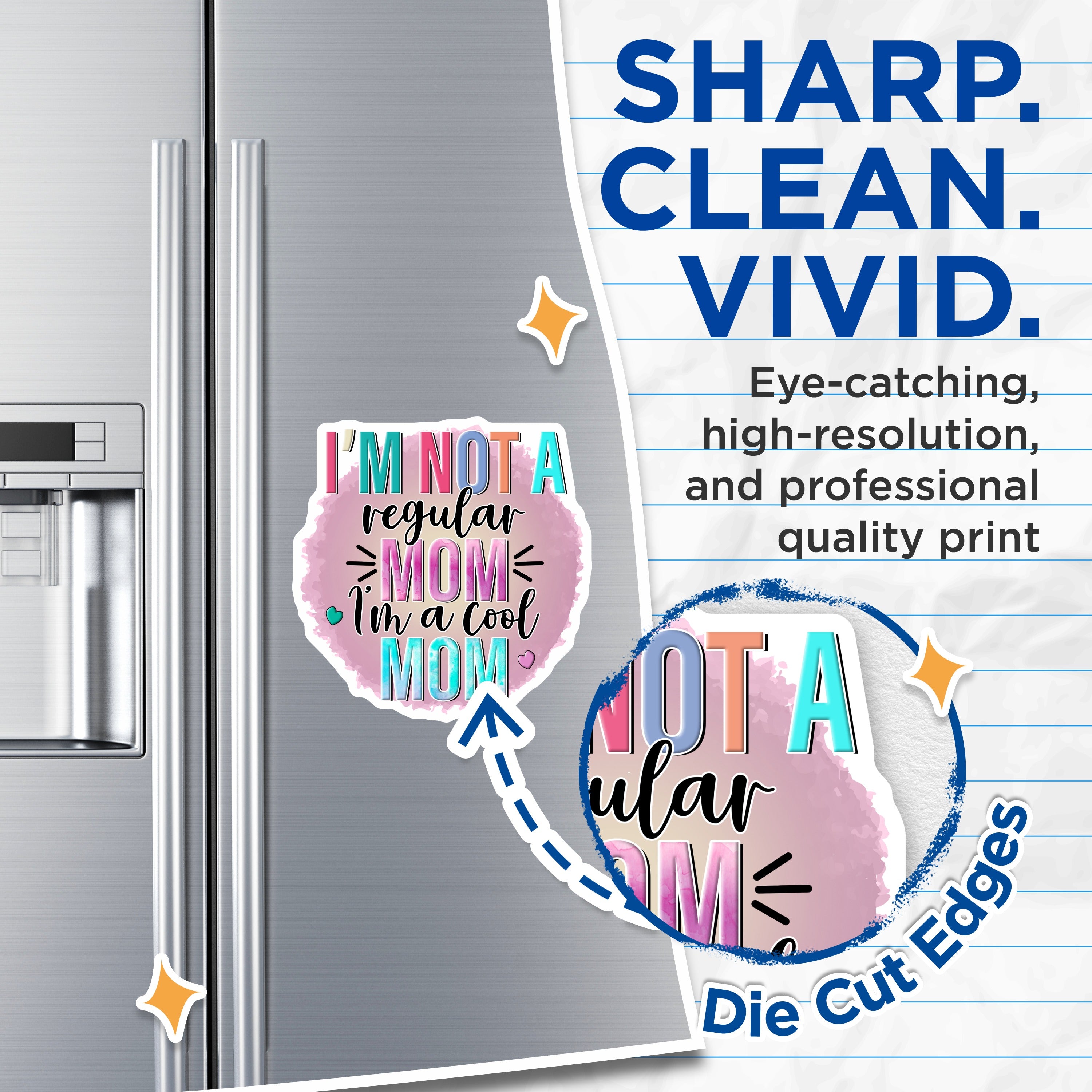 (2 Pack) Cool Mom Magnets - Funny Mother Quote - Refrigerator Locker Accent Decor - 5 Inches On Longest Side - Thick Durable Magnet - Made in USA - MAG36287