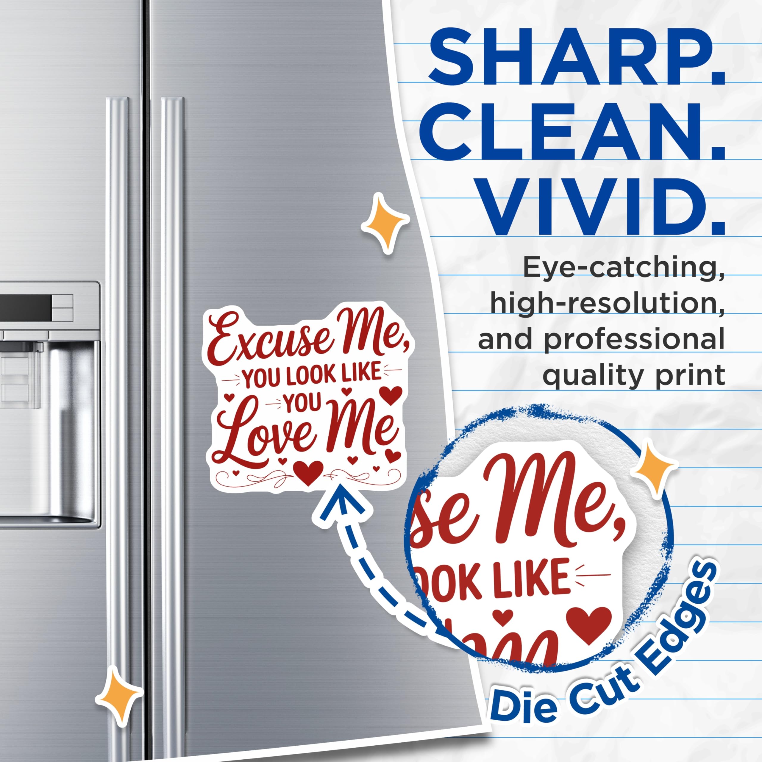 (2 Pack) Excuse Me You Look Love Me Magnets - Flirty Quote Magnet - Romantic Love Message Decor - Couple's Valentine Item - 5 Inches On Longest Side - Thick Durable Magnet - Made in USA - MAG22228