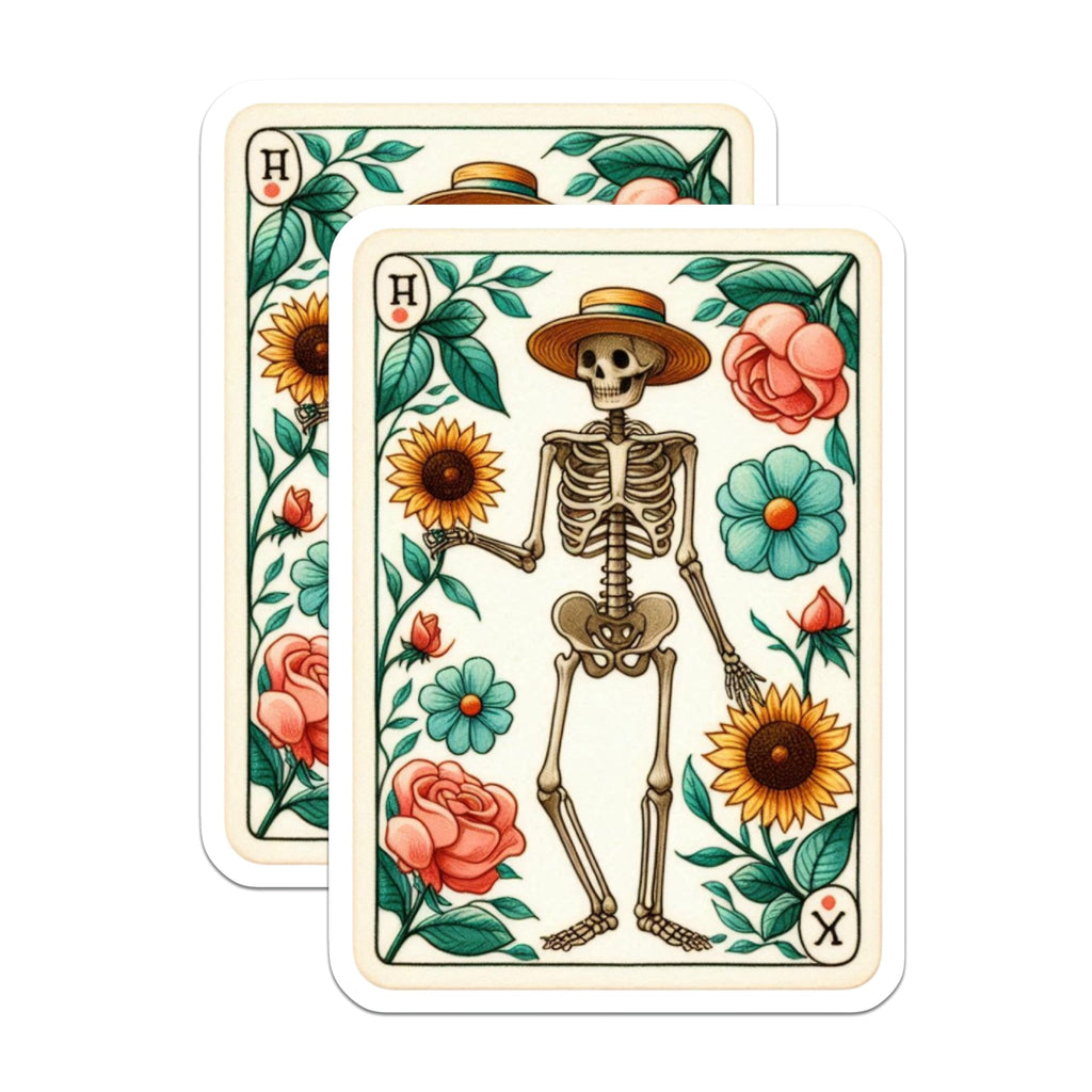 (2 Pack) Skeleton Magnets - Dia de Los Muertos Floral Design - Vibrant Mexican Folk Art - 5 Inches On Longest Side - Thick Durable Magnet - Made in USA - MAG20227
