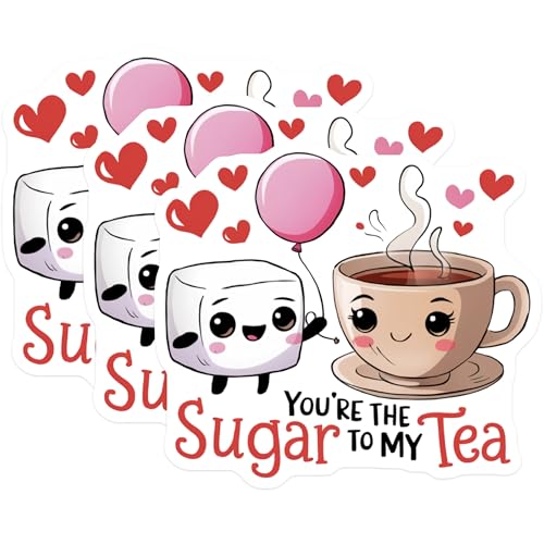 (3 Pack) Sugar Tea Decals - Kawaii Food - Cute Laptop Decals - 3 Inches On Longest Side - Easy Peel & Apply - Made in USA - 3MCS4097