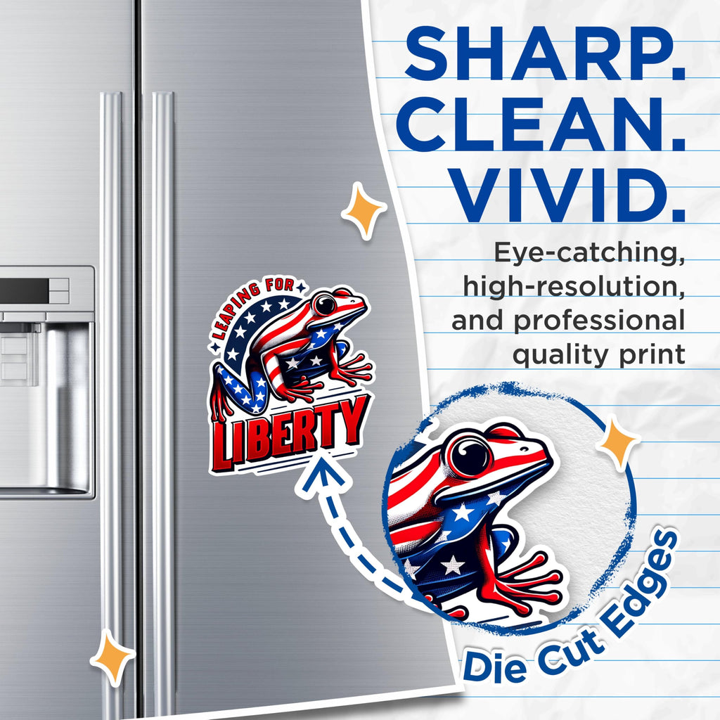 (2 Pack) Leaping for Liberty Magnets - Patriotic Frog Magnets - USA Flag Frog Magnets- 5" On Longest Side - for Fridges, Toolboxes, Cars - Made in USA - MAG2713