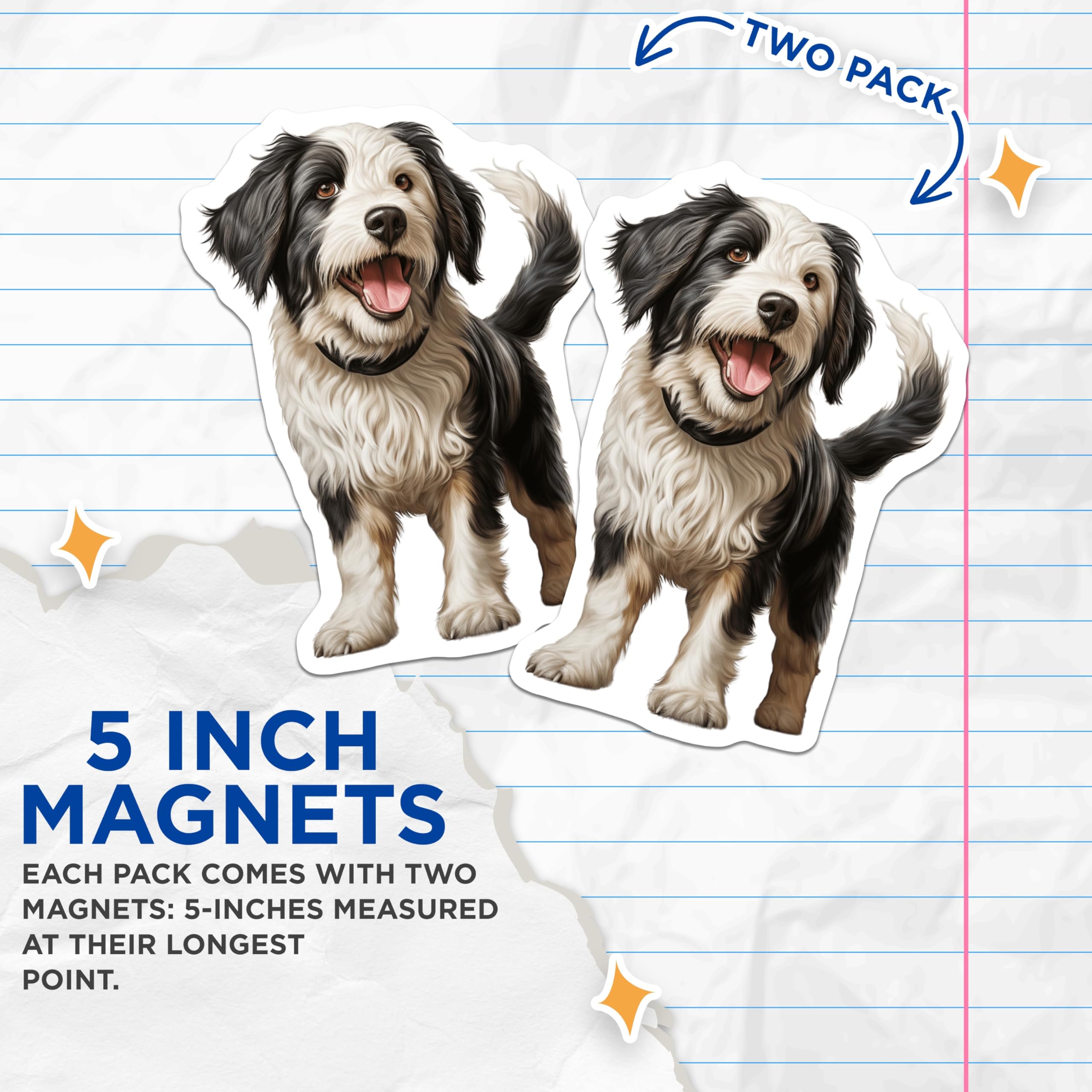 (2 Pack) Cute Bernese Dog Magnets - Happy Puppy Fridge Decor - Pet Lover Animal Art - 5 Inches On Longest Side - Thick Durable Magnet - Made in USA - MAG29881