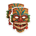 (2 Pack) Intricate Carved Tiki Mask Magnets - Vibrant Tropical Island Art Decor - Polynesian Cultural Refrigerator Accent - 5 Inches On Longest Side - Thick Durable Magnet - Made in USA - MAG20739
