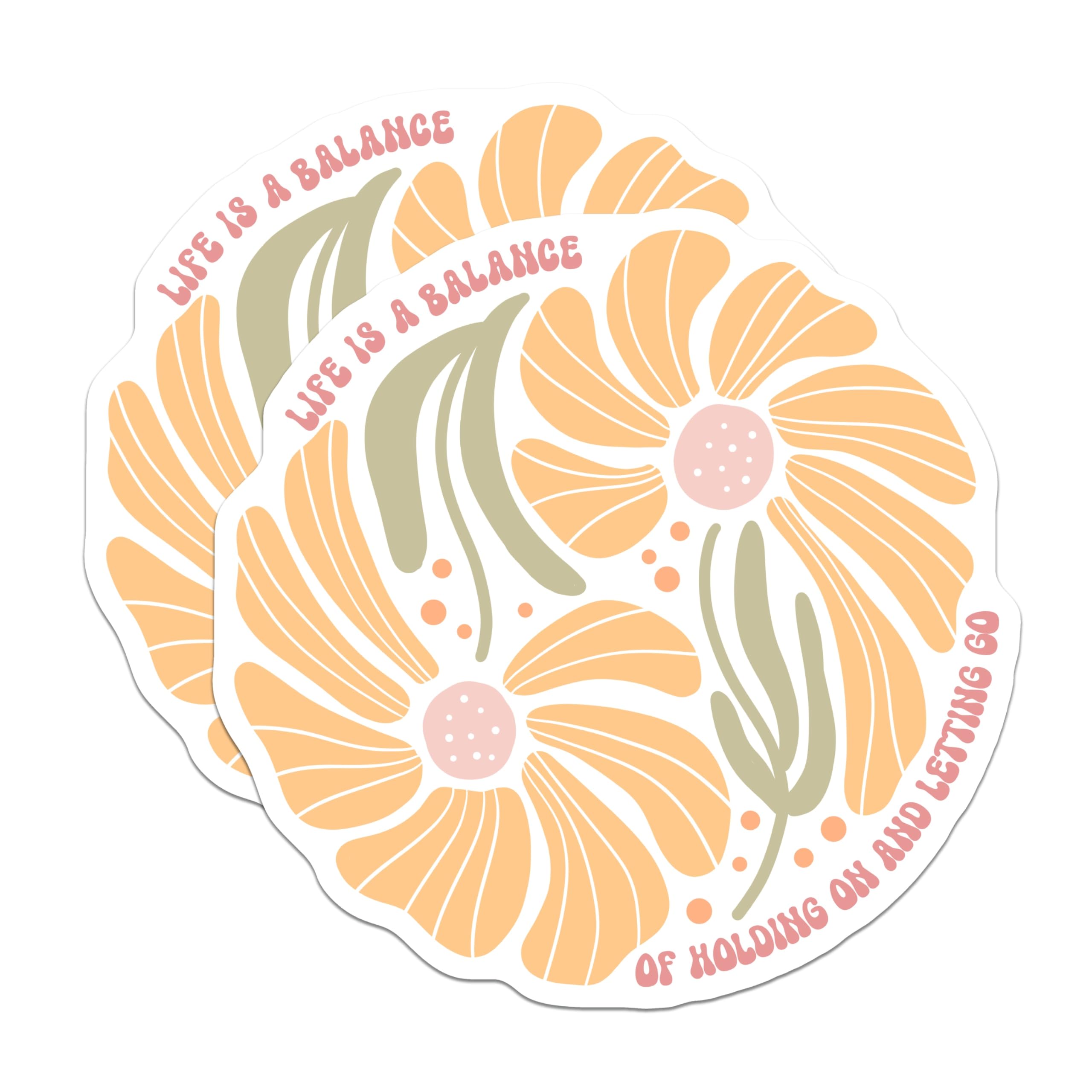 (2 Pack) Floral Balance Magnets - Inspirational Quote - Retro Flower Fridge Decor - 5" On Longest Side - Premium Magnet - for Cars, Refrigerators, Toolboxes, Lockers - Made in USA - MAG17364