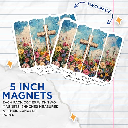 (2 Pack) Inspirational Floral Art Magnet - Faith Based Decor - 5" On Longest Side - Sticks to Smooth Flat Surfaces - Made in USA - MAG10275