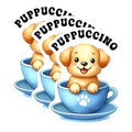 (3 Pack) Puppuccino Decals - Cute Dog Stickers - Coffee Cup Pup Decals - 3 Inches On Longest Side - Easy Peel & Apply - Made in USA - 3MCS2074