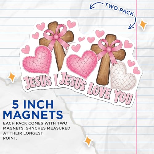 (2 Pack) Jesus Love You Magnets Magnets - Religious Christian Faith - 5" On Longest Side - Made in USA - Sticks to Refrigerators & Metal Surfaces - MAG8927