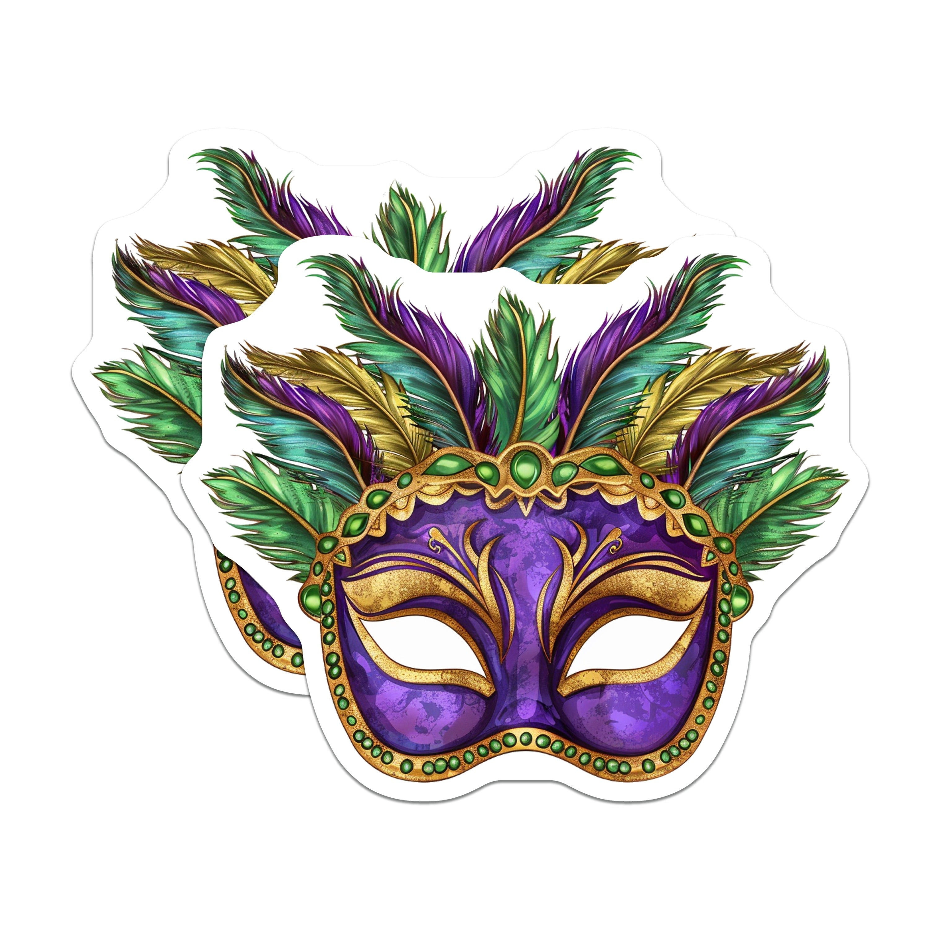 (2 Pack) Mardi Gras Magnets - Masquerade Mask - New Orleans Decor - Carnival Party - Festive Celebration - 5 Inches On Longest Side - Thick Durable Magnet - Made in USA - MAG38799