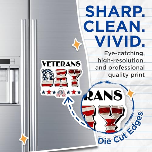 (2 Pack) Veterans Day Magnets Magnets - 5" On Longest Side - Made in USA - Sticks to Refrigerators & Metal Surfaces - MAG8373