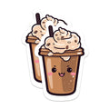 (2 Pack) Kawaii Mocha Magnets - Cartoon Coffee - Fun Coffee Magnets - 5 Inches On Longest Side - Premium Magnet - for Cars, Refrigerators, Toolboxes - Made in USA - MAG2177