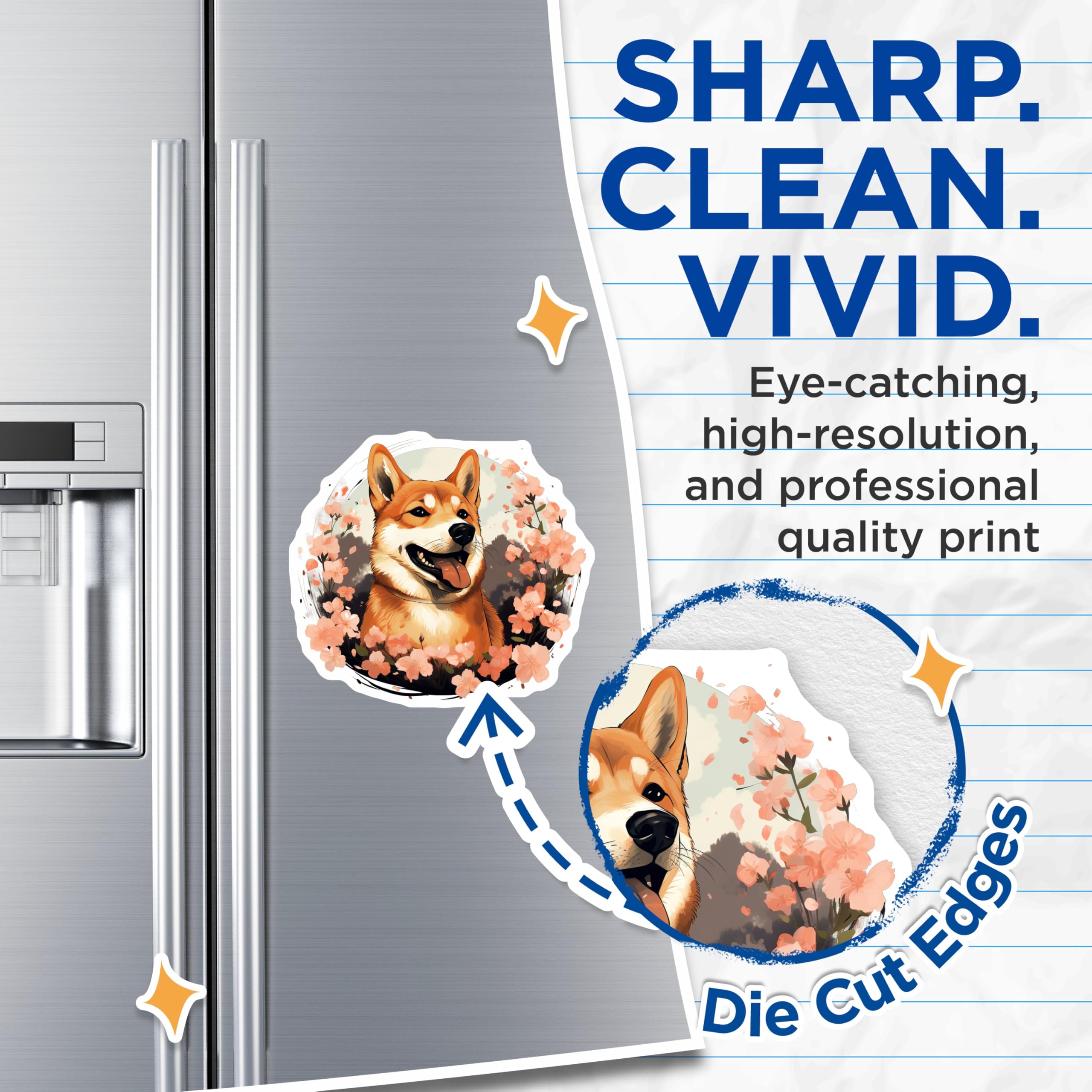 (2 Pack) Shiba Inu Cherry Blossom Magnets - Kawaii Dog Decor - Sakura Art Pet Lover Fridge Item - 5 Inches On Longest Side - Thick Durable Magnet - Made in USA - MAG25763