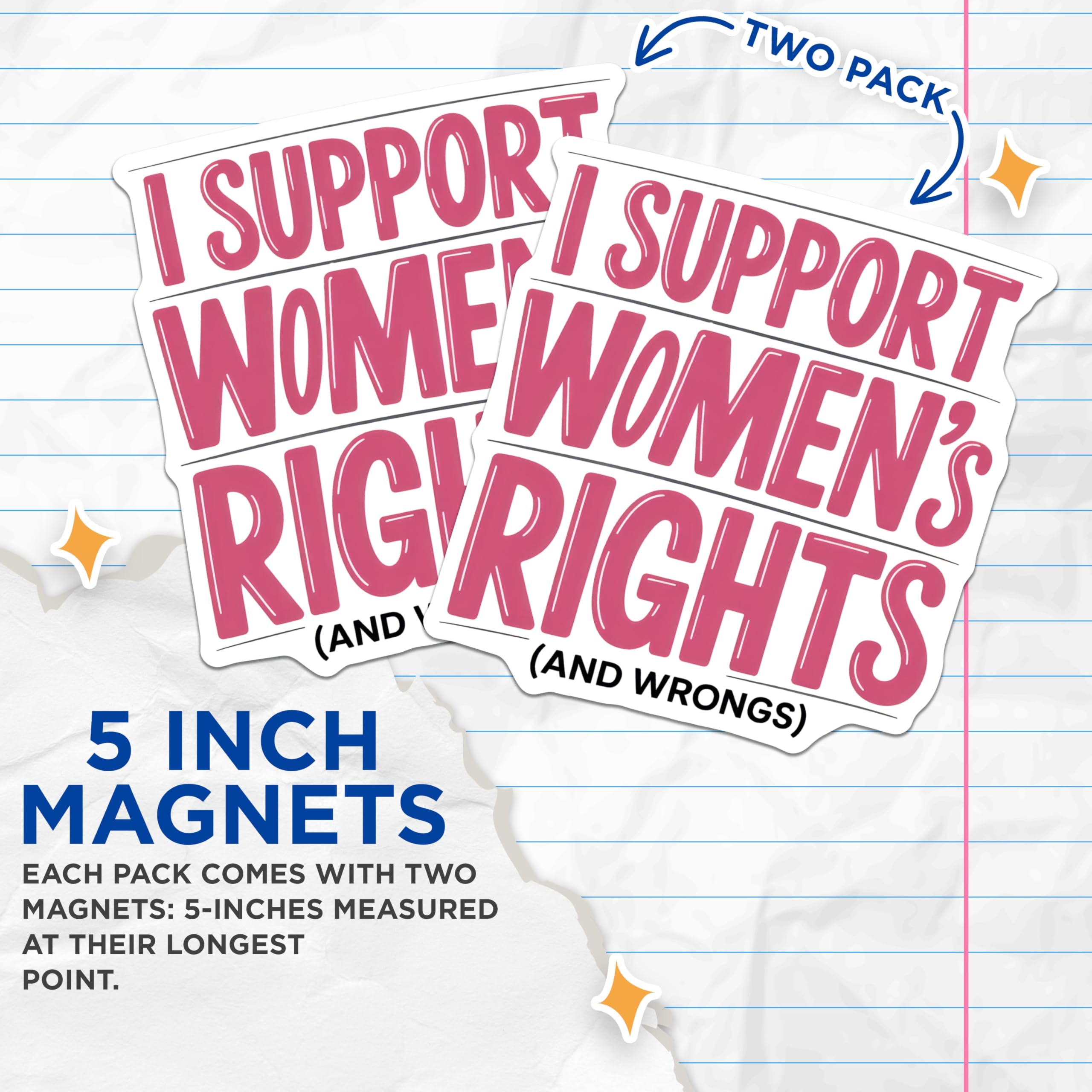 (2 Pack) Women's Rights Magnets - Feminist Support - Equality Magnets - 5" On Longest Side - Premium Magnet - for Cars, Refrigerators, Toolboxes, Lockers - Made in USA - MAG16388