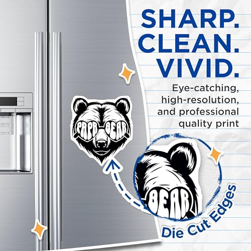 (2 Pack) Papa Bear Magnets - Funny Bear Magnets - Cool Dad Magnets - 5" On Longest Side - for Cars, Refrigerators, Toolboxes, Lockers - Made in USA MAG3602