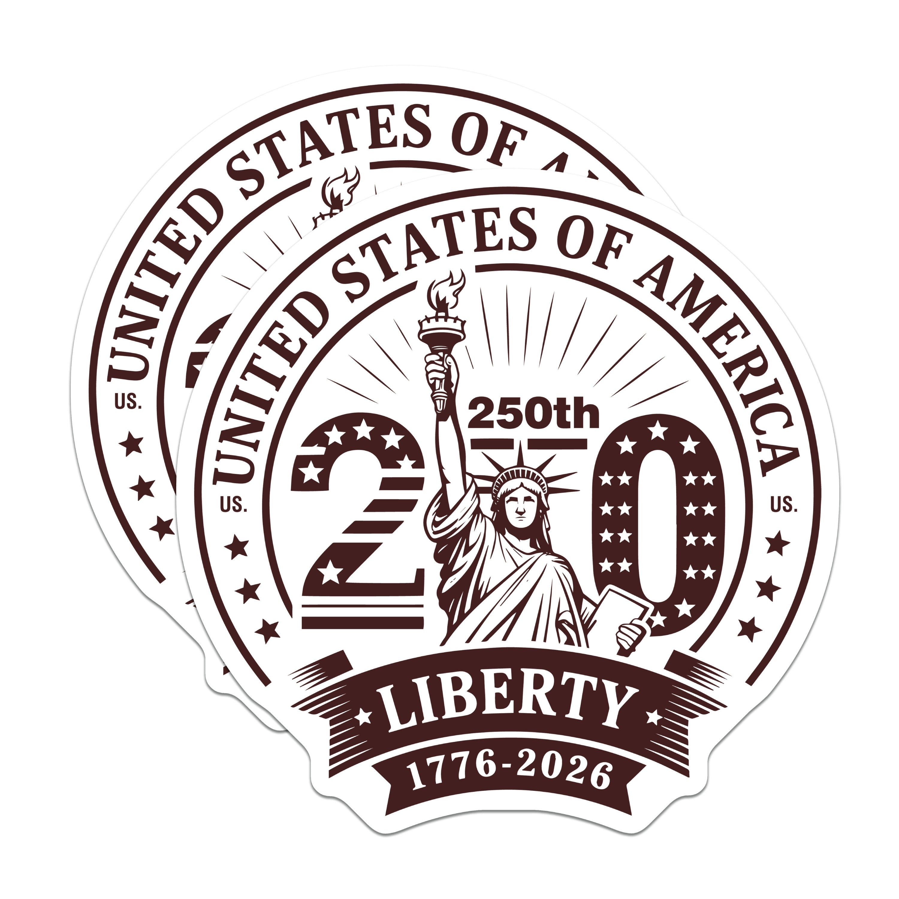 (2 Pack) 250th Anniversary US Magnets - Patriotic Liberty - American History Commemorative 1776-5 Inches On Longest Side - Thick Durable Magnet - Made in USA - MAG36562