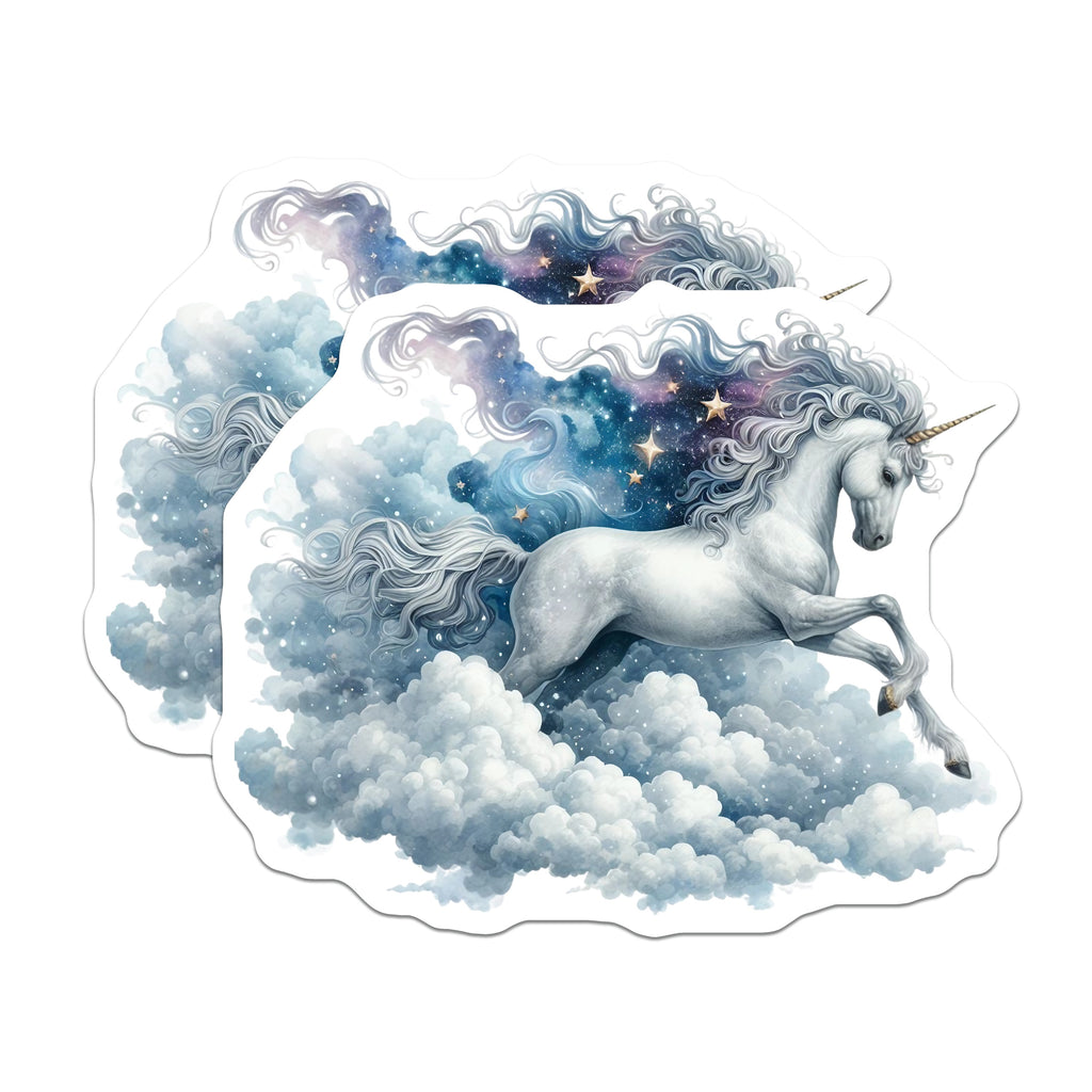 (2 Pack) Magical Unicorn Magnets - Fantasy Sky Creature - Celestial Art Refrigerator Decor - 5 Inches On Longest Side - Thick Durable Magnet - Made in USA - MAG38487