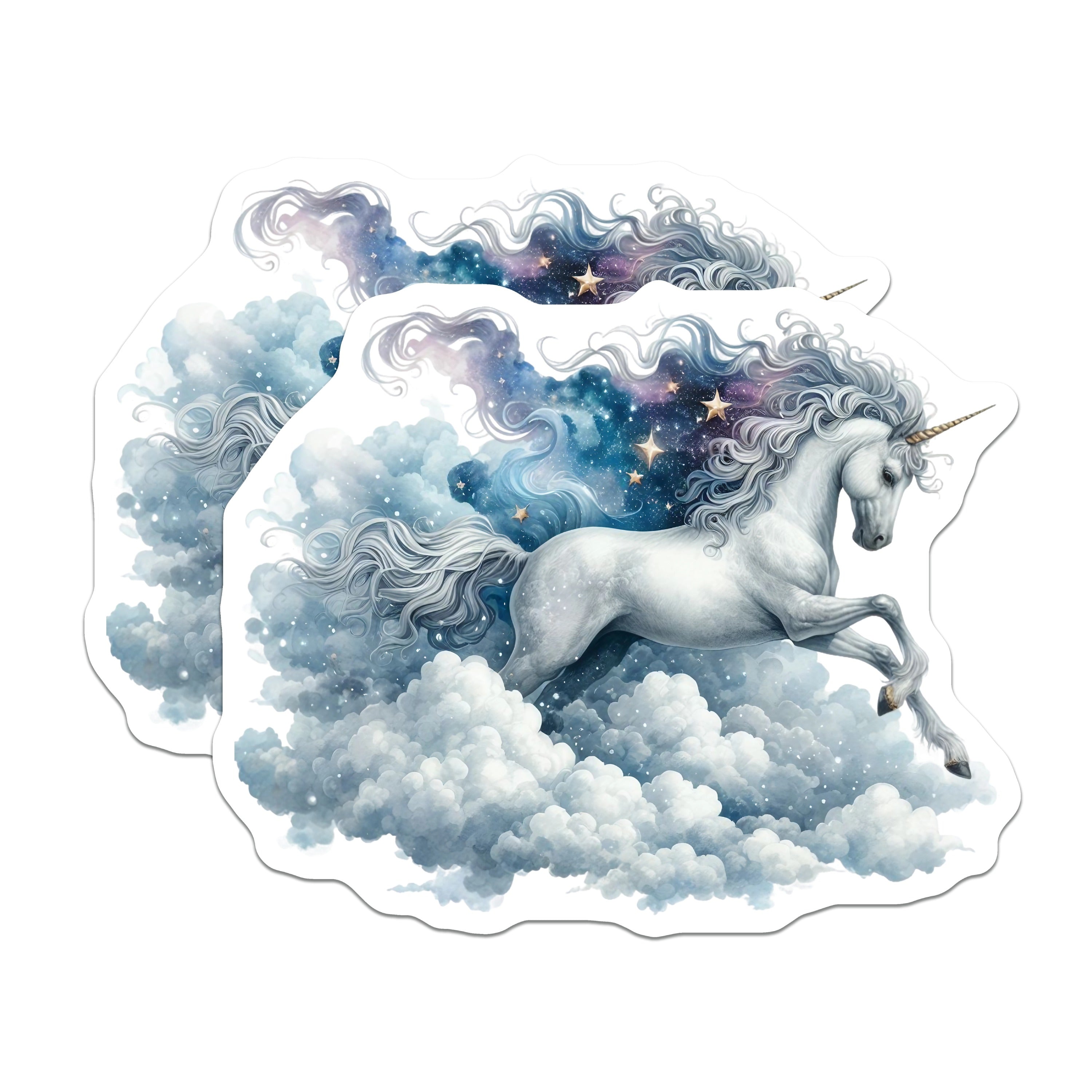 (2 Pack) Magical Unicorn Magnets - Fantasy Sky Creature - Celestial Art Refrigerator Decor - 5 Inches On Longest Side - Thick Durable Magnet - Made in USA - MAG38487