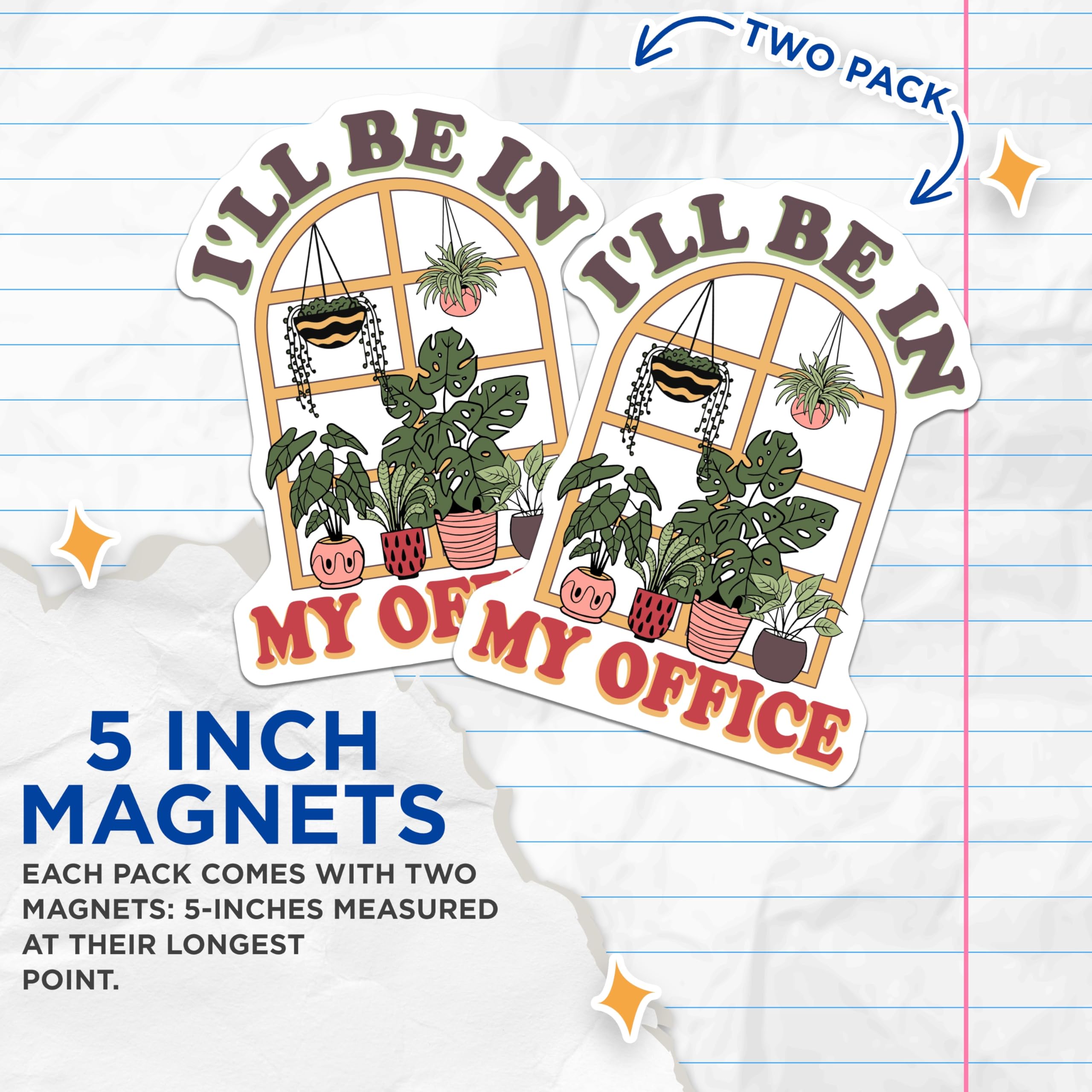 (2 Pack) Plant Office Magnets - Houseplant Lover Humor - Botanical Greenery Fridge Decor - Work from Home Office Statement - 5 Inches On Longest Side - Thick Durable Magnet - Made in USA - MAG19045