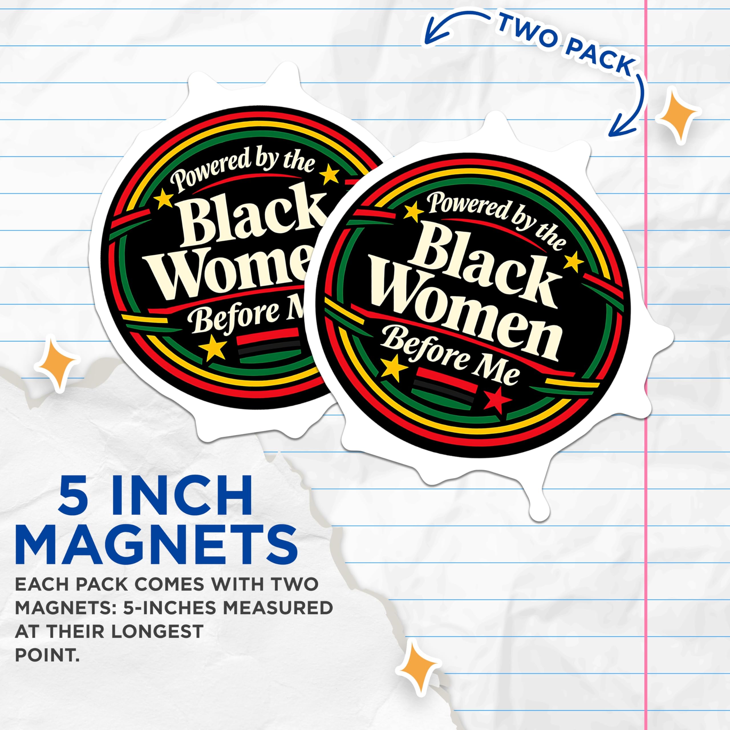 (2 Pack) Black Women Empowerment Magnets - Ancestral Strength Quote - African American Heritage - 5 Inches On Longest Side - Thick Durable Magnet - Made in USA - MAG23090