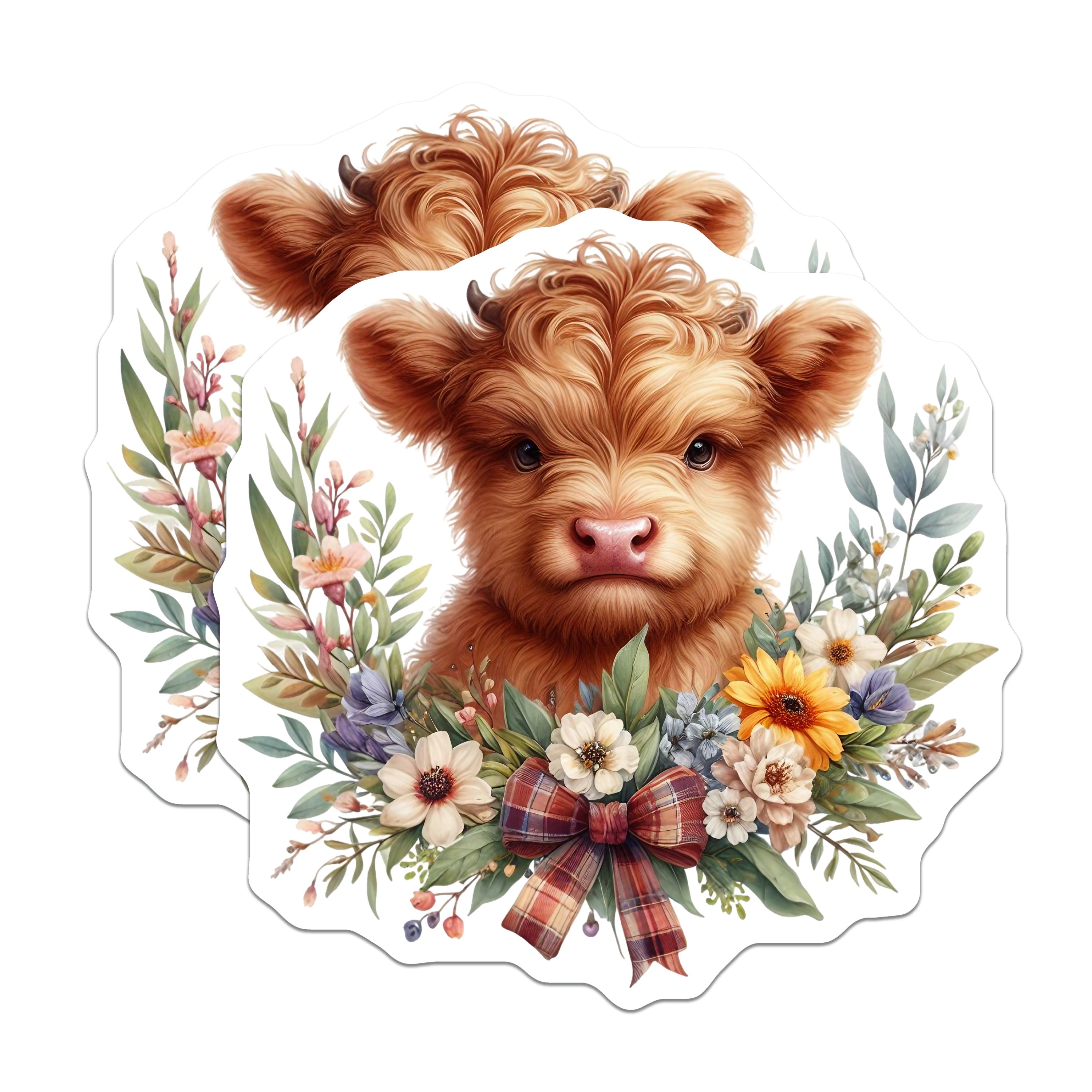 (2 Pack) Highland Cow Magnets - Cute Farmhouse Decor - Animal Lover Fridge Accent - 5 Inches On Longest Side - Thick Durable Magnet - Made in USA - MAG36351