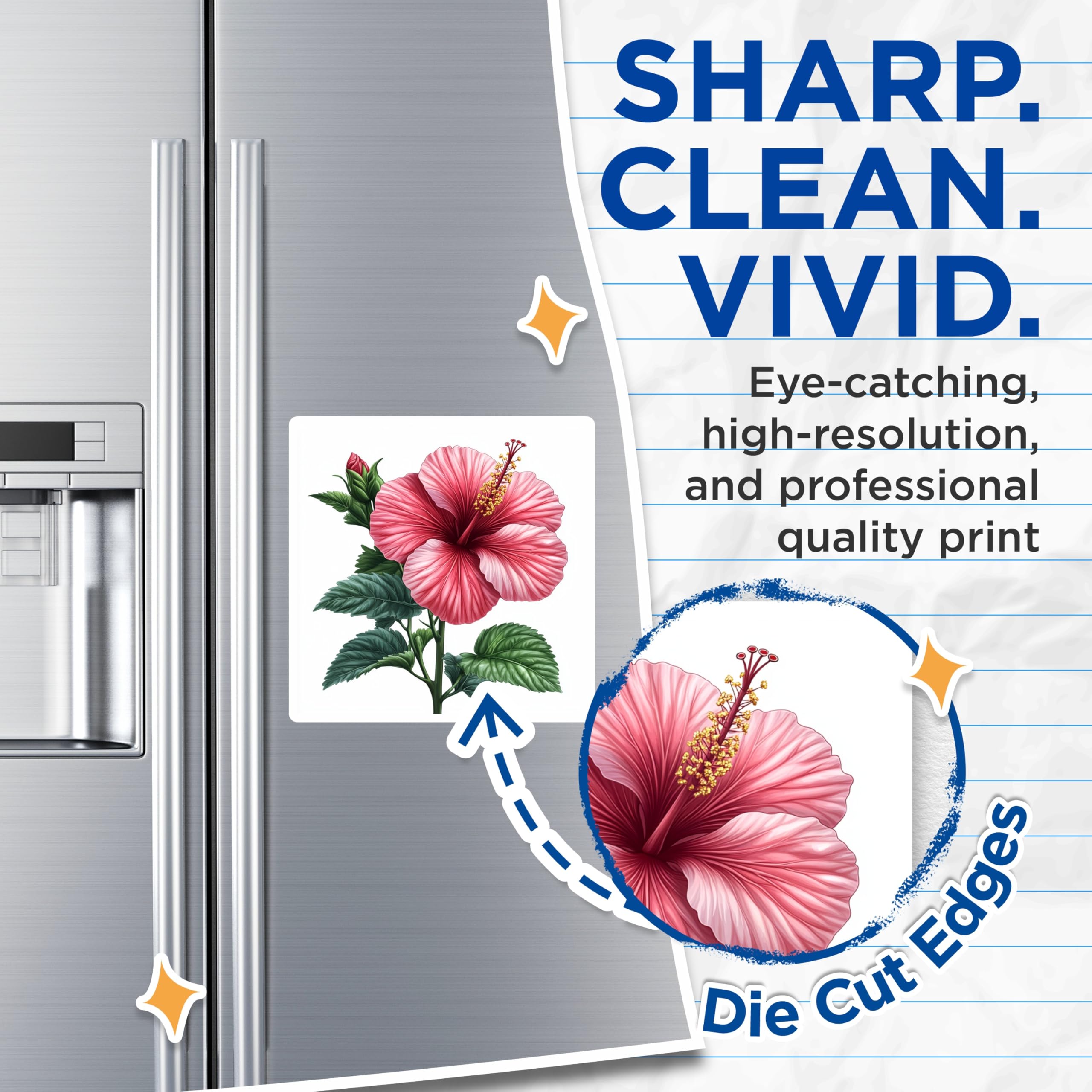 (2 Pack) Pink Hibiscus Flower Magnets - Tropical Floral Decor - Refrigerator Locker Accent - 5 Inches On Longest Side - Thick Durable Magnet - Made in USA - MAG28910
