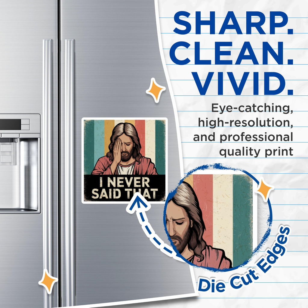(2 Pack) Jesus Facepalm Magnets - I Never Said that - Funny Refrigerator Decor - 5 Inches On Longest Side - Thick Durable Magnet - Made in USA - MAG27488